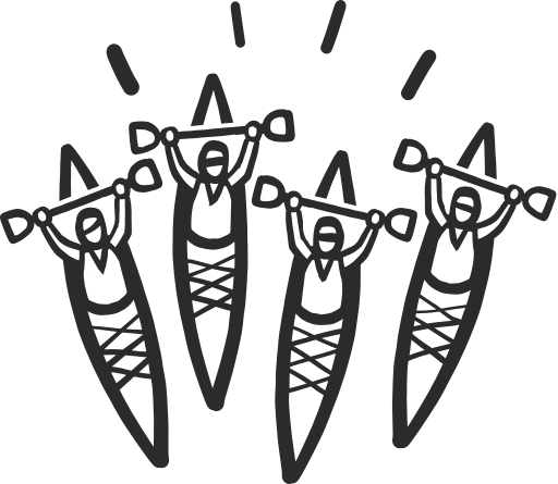 Illustration of a group of people kayaking