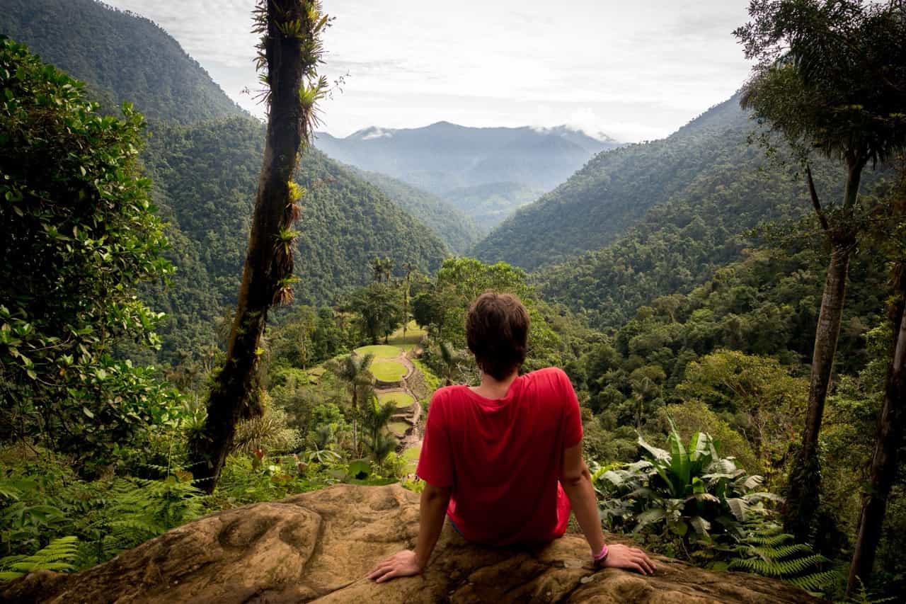 Hiker overlooking the Lost City, Colombia.