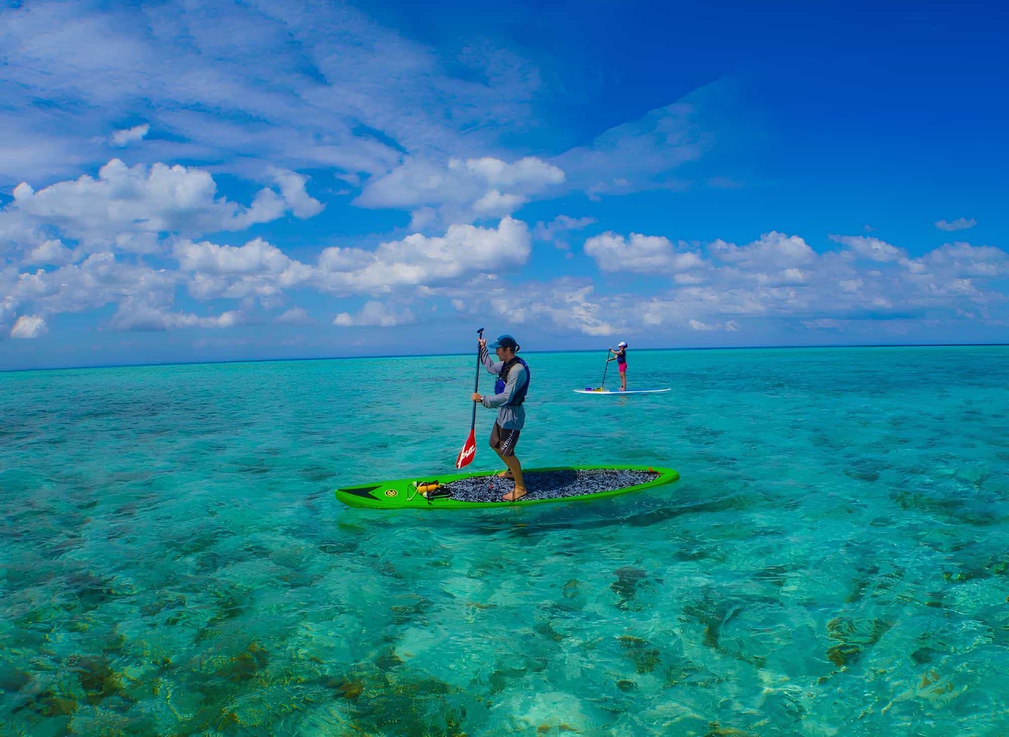 SUP at Belize Lighthouse Reef. Photo: host, island expeditions