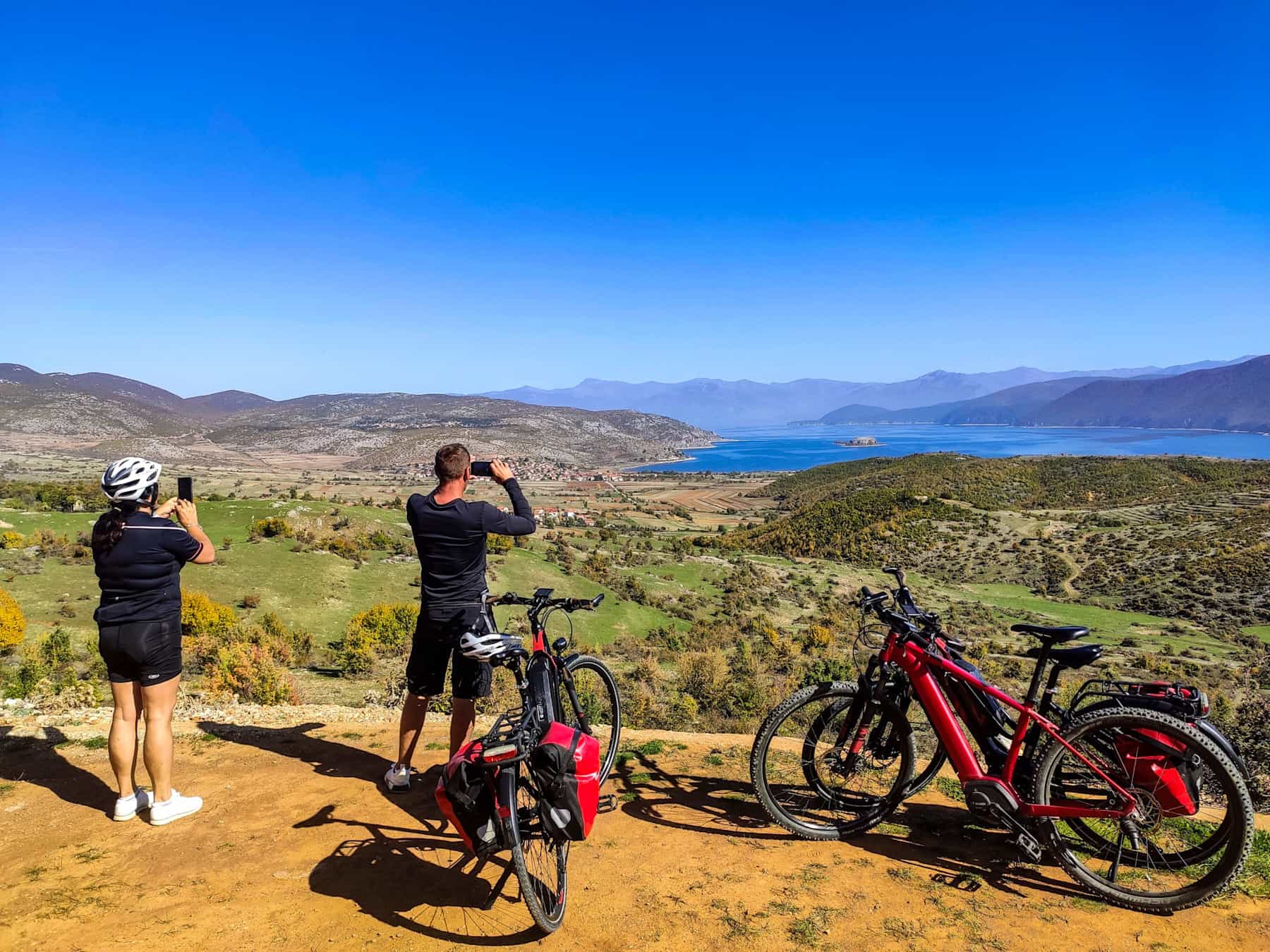 2 Cyclists stopping to take a photo in Albania