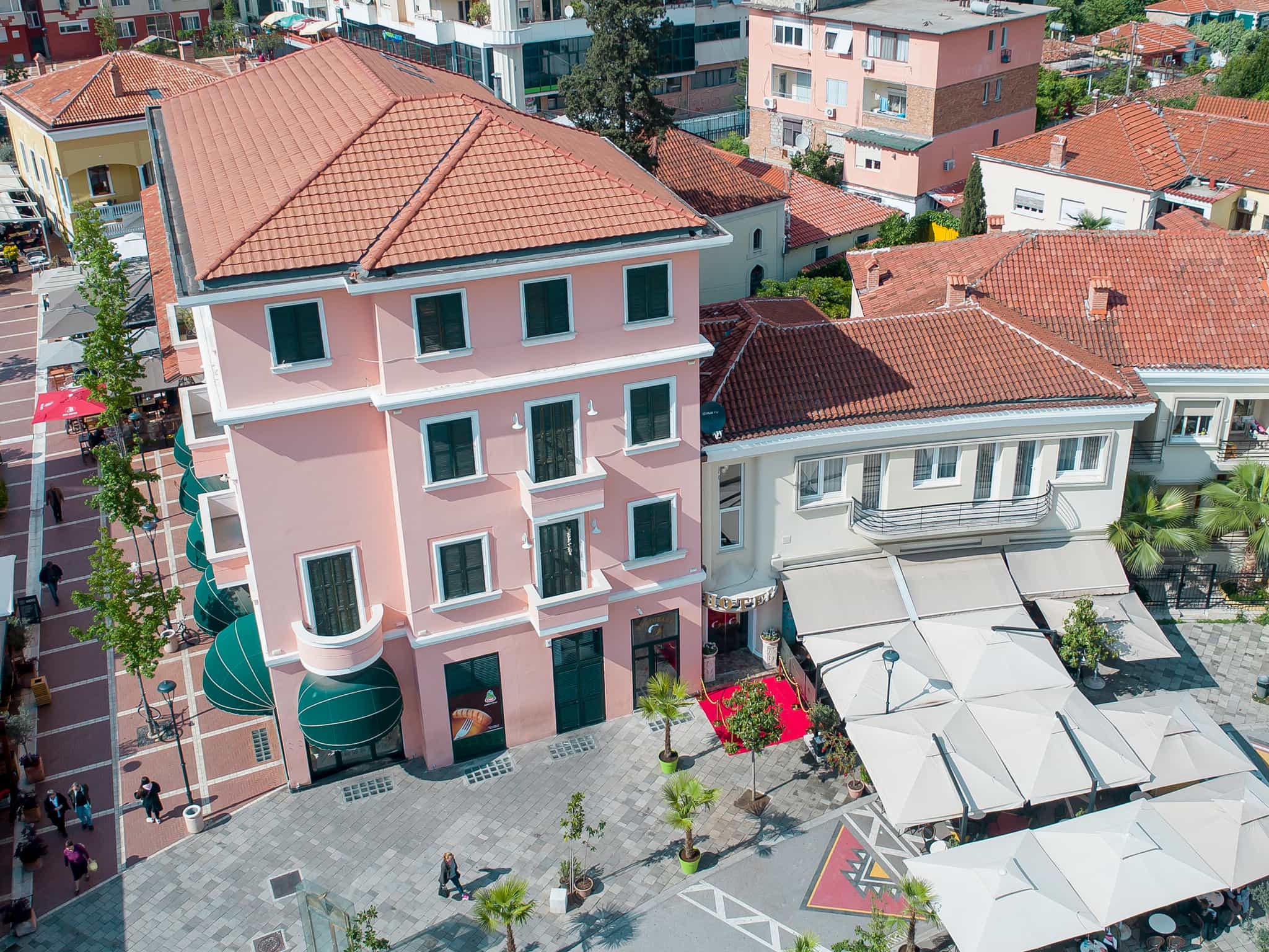 Aerial view of the Hotel Boka in Albania, Tirana