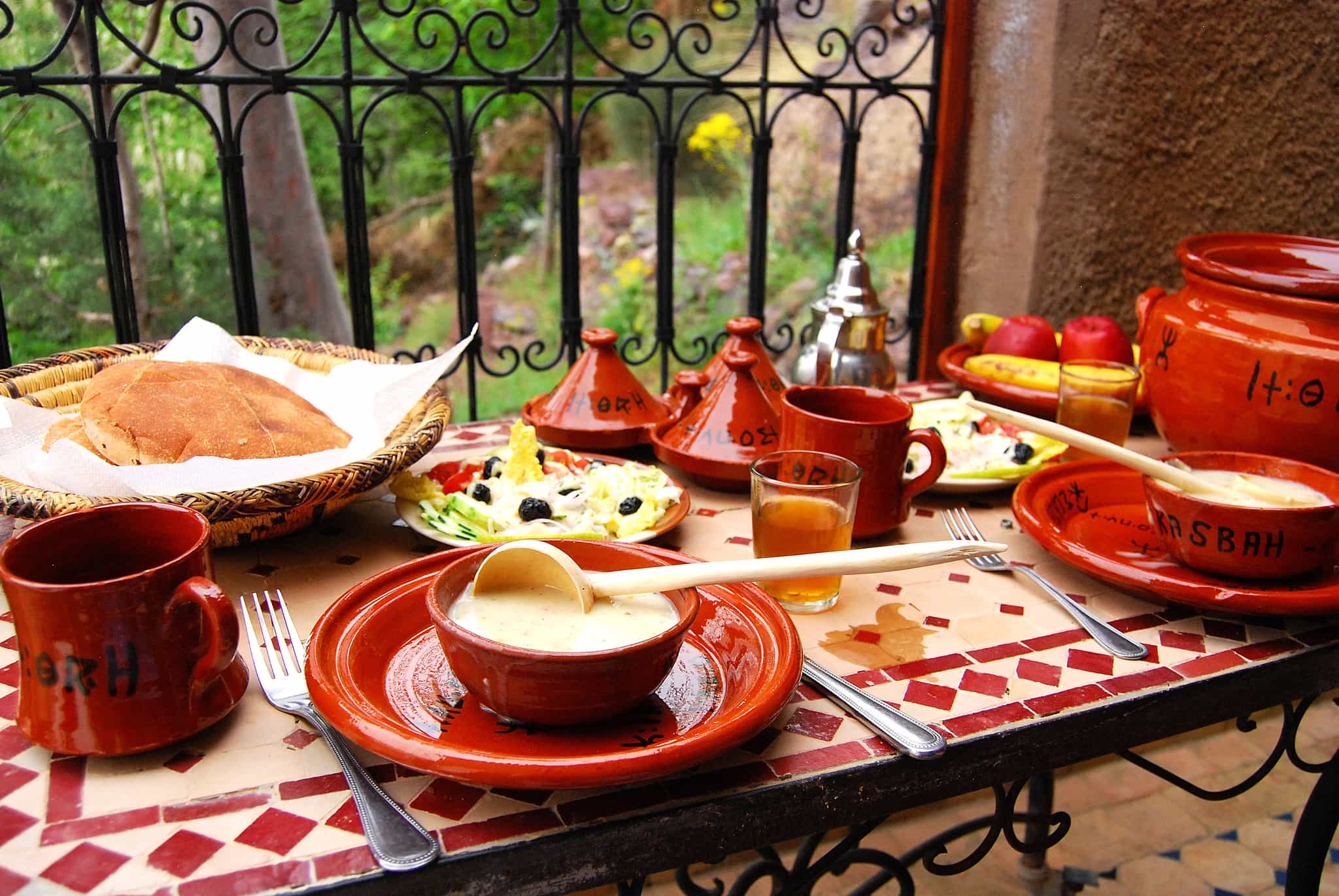 Food at the Kasbah du Toubkal, Atlas Mountains, Morocco.