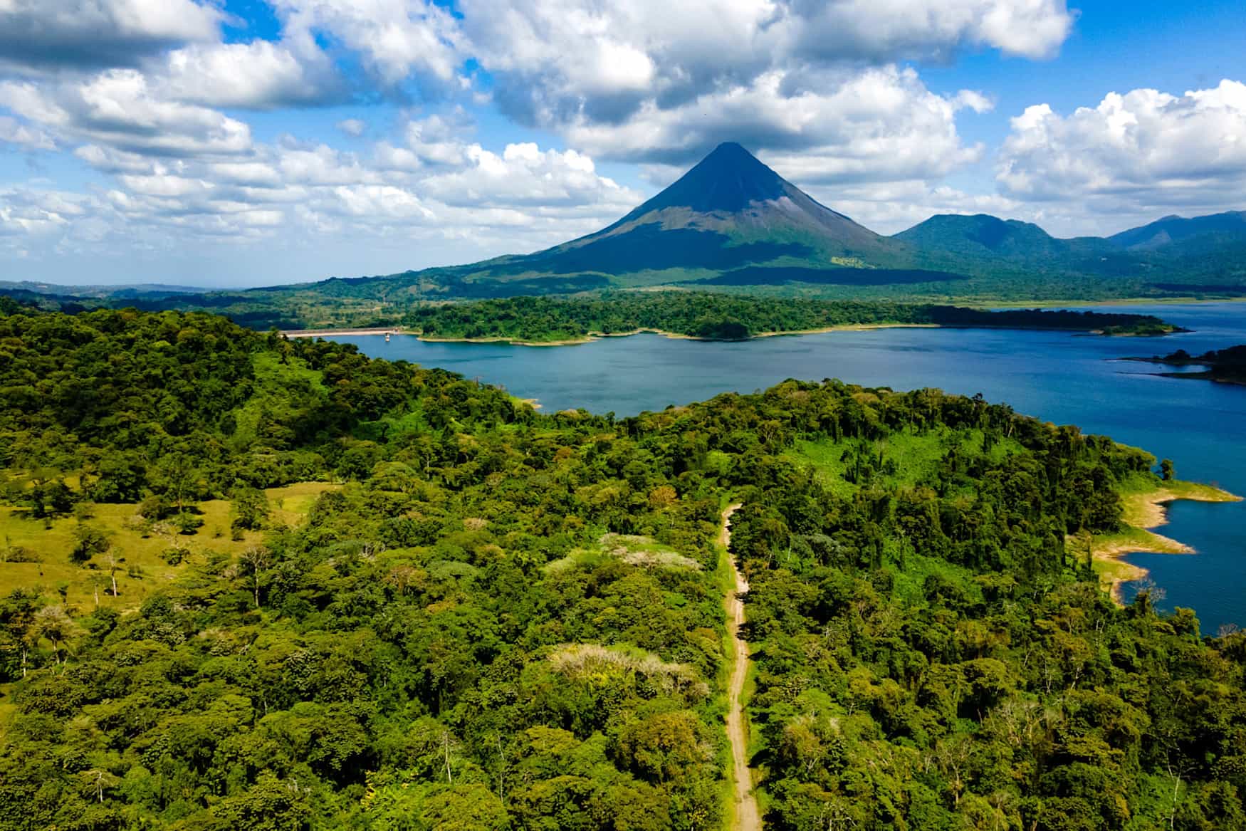 View of Arenal Lake with Volcan Arenal in the background, Costa Rica