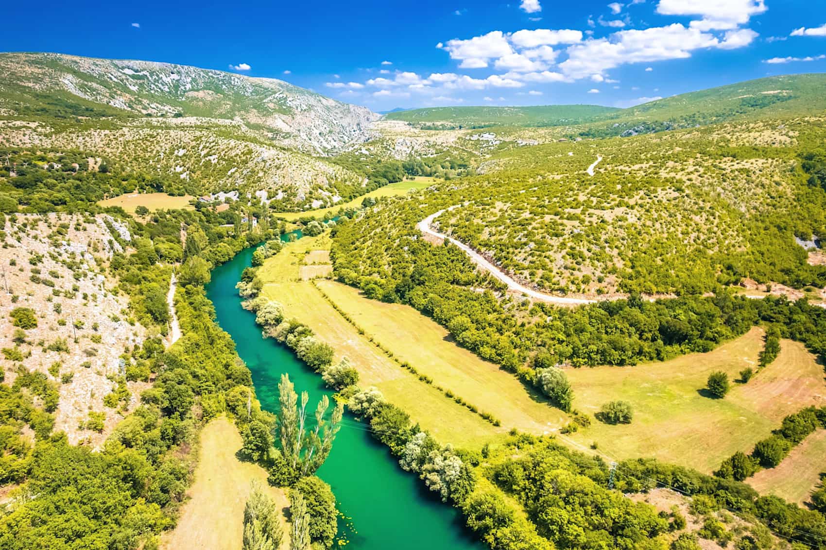 Zrmanja river canyon aerial view, Dalmatia region of Croatia