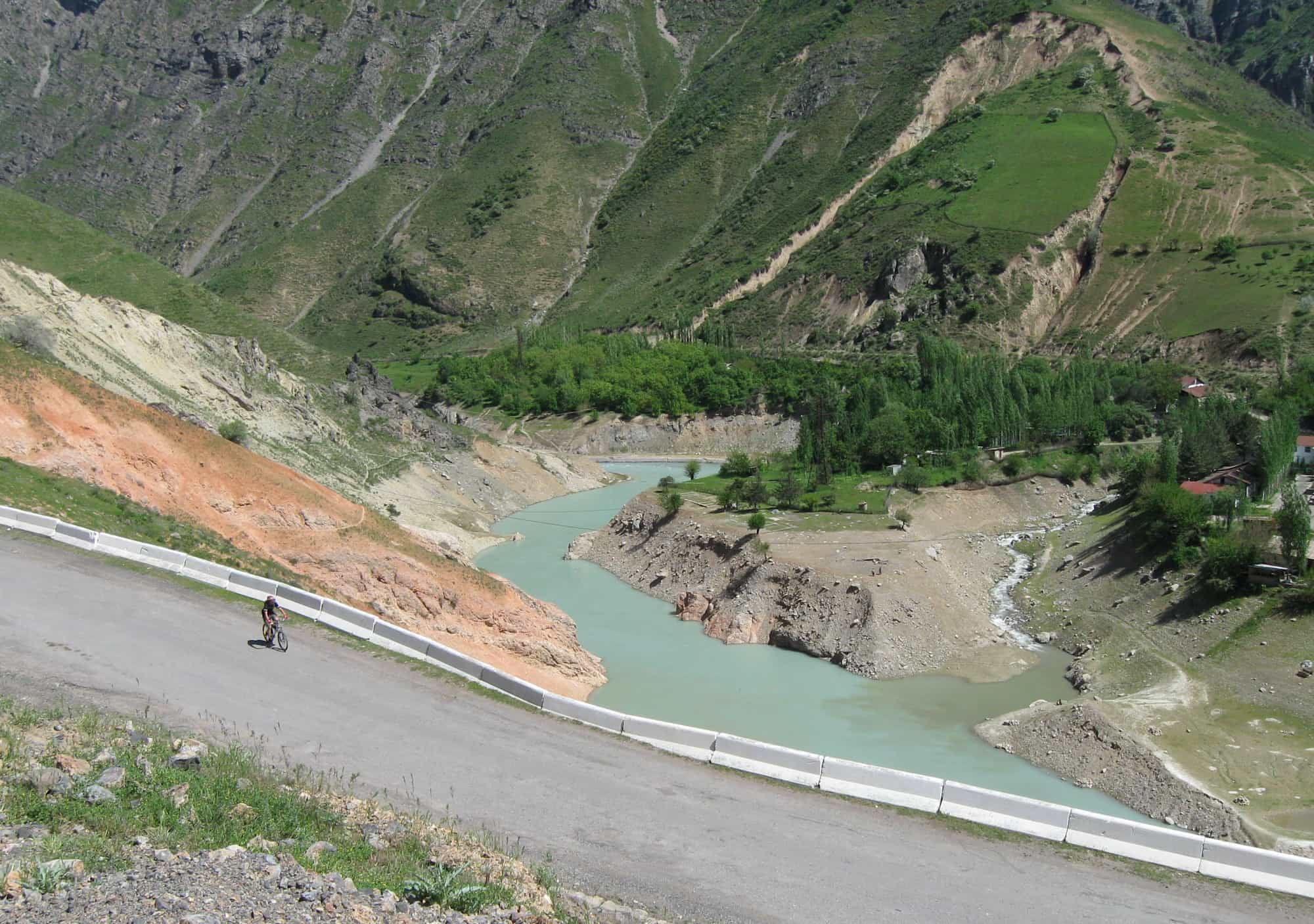 cycling around Charvak Reservoir, Uzbekistan