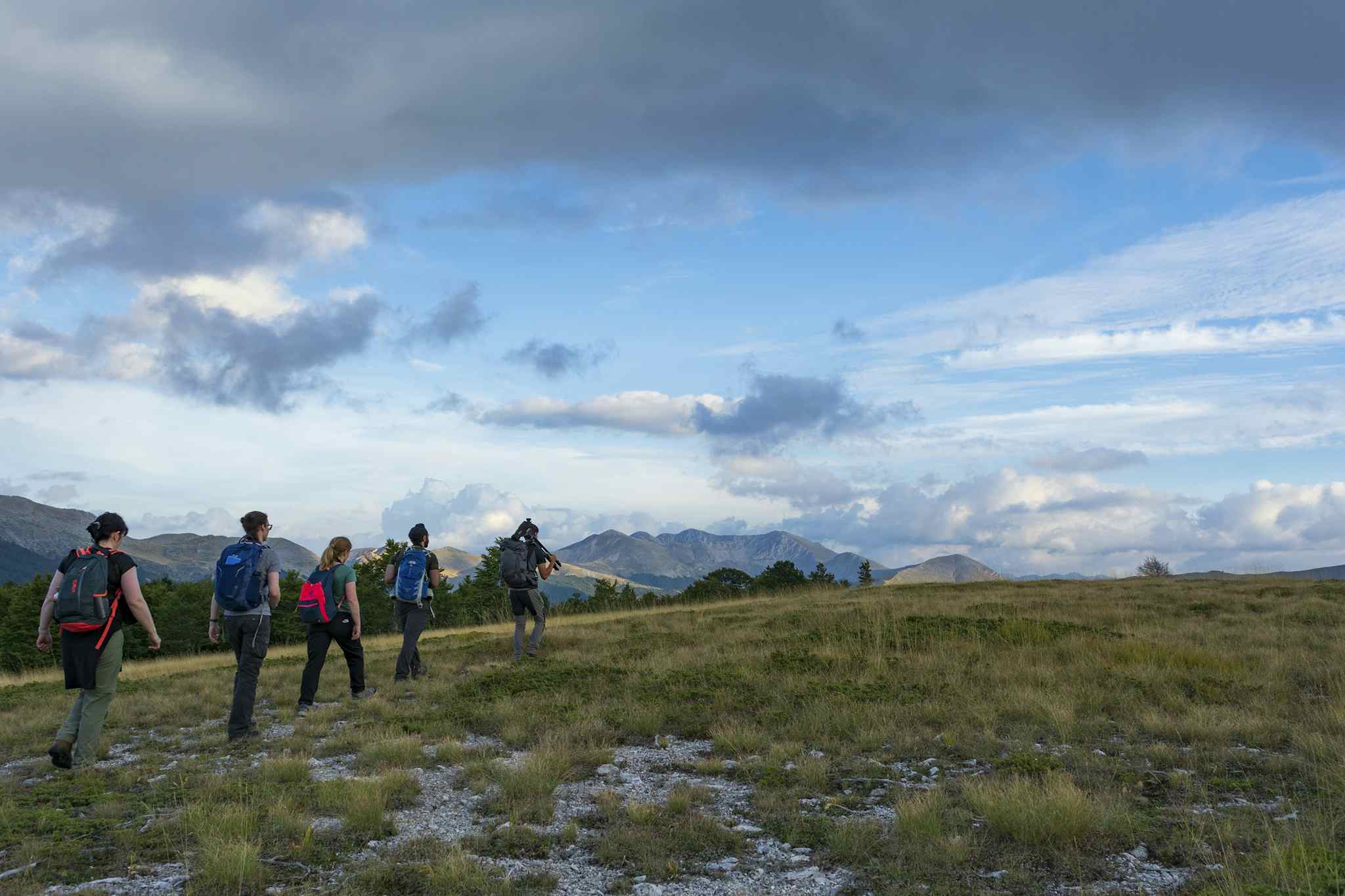 Hiking into the wilderness, Central Apennines, Italy. Photo: Host/Wildlife Adventures