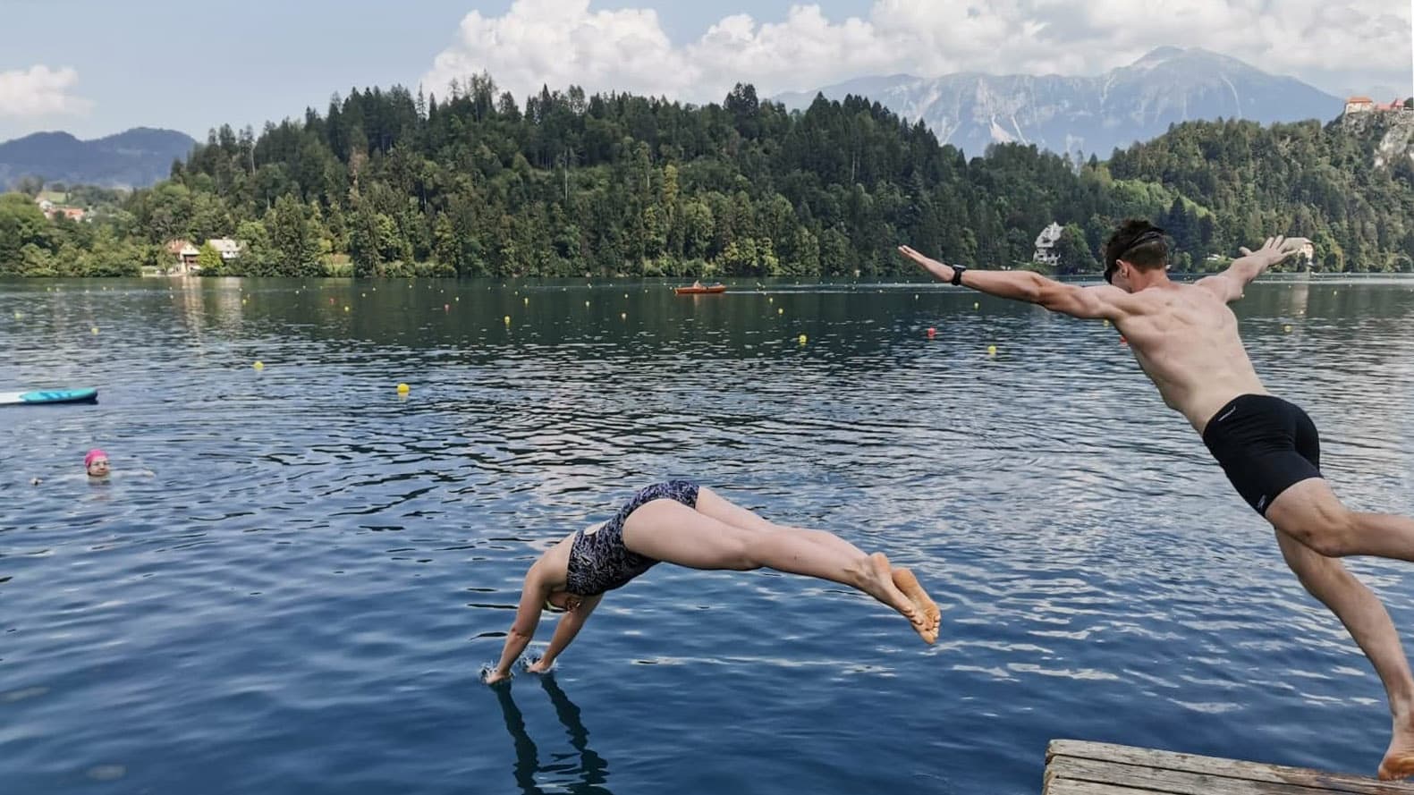 Swimming in Lake Bled, Slovenia