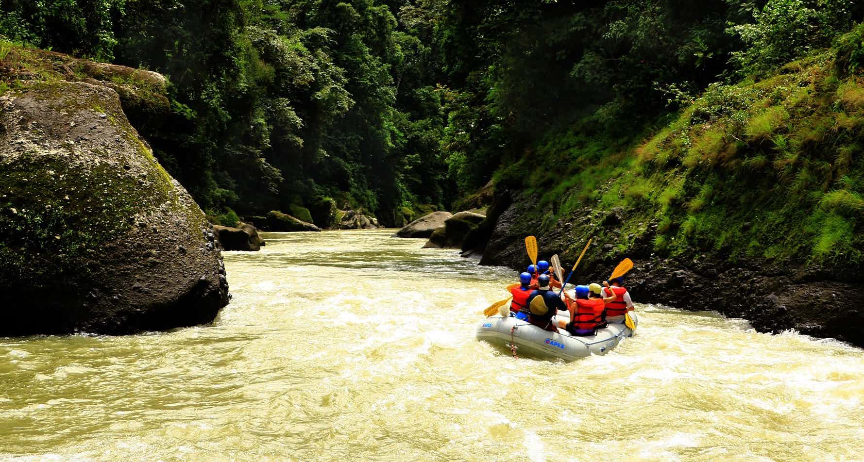 Rafters on a river in Costa Rica