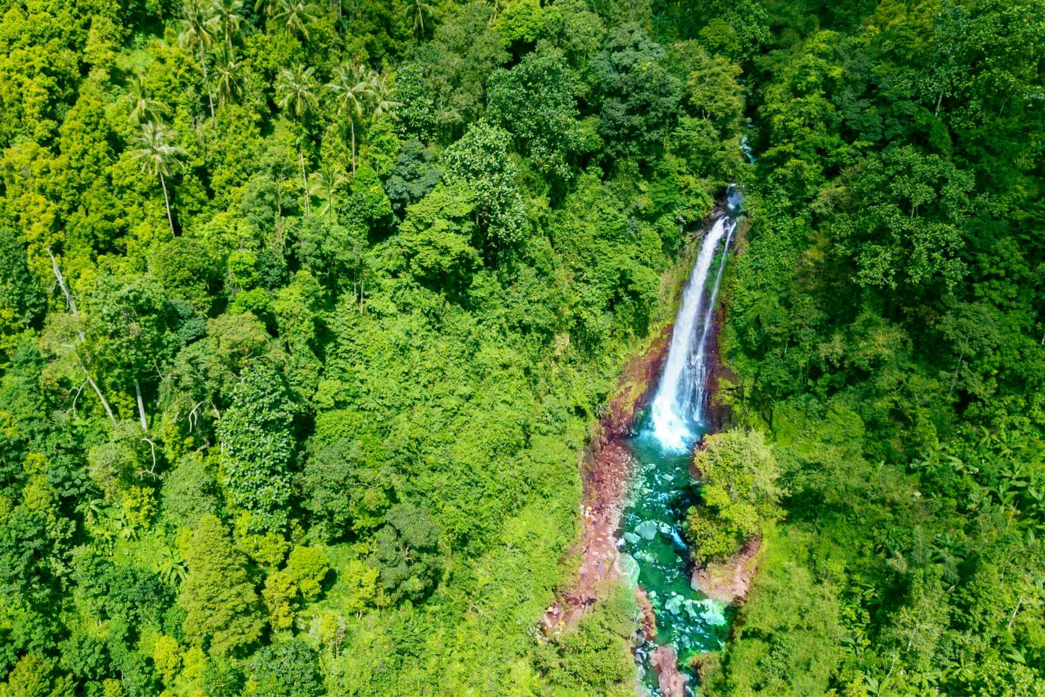 Aerial view of the Gitgit waterfall in Bali, Indonesia
