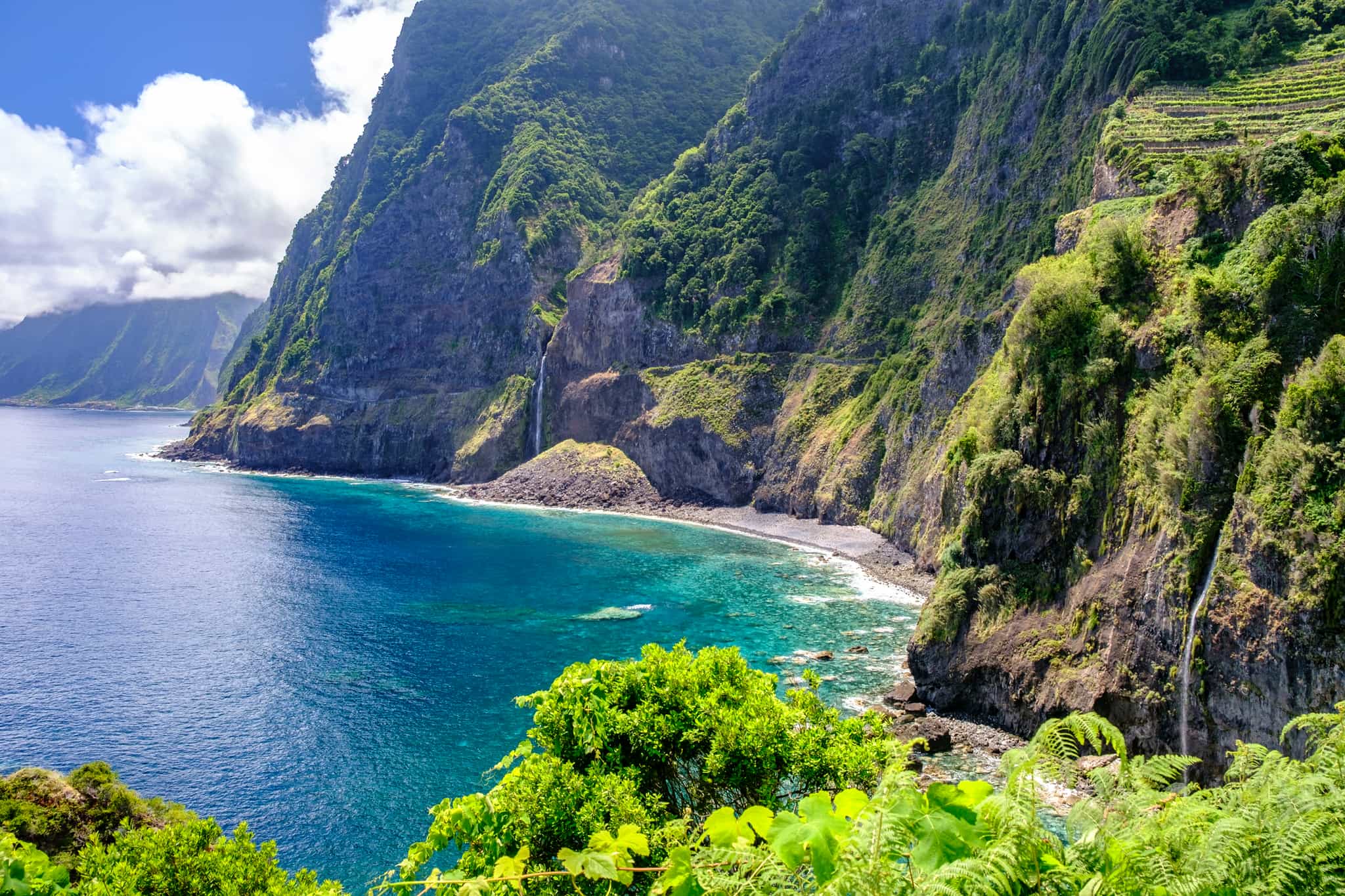 Waves hitting the coast of Madeira island at the North coast near Seixal, Getty