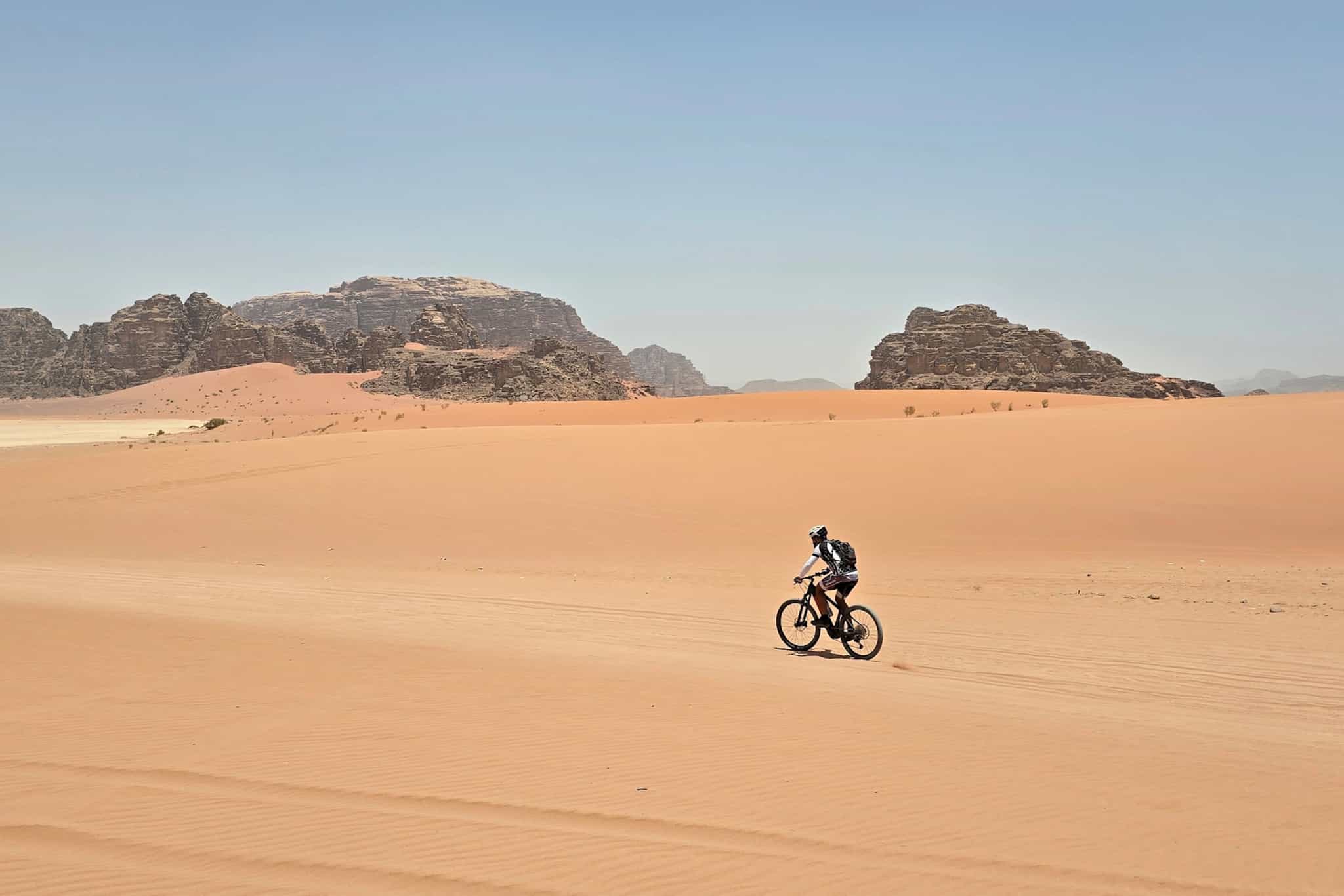 Ebiking through the Wadi Rum desert, Jordan