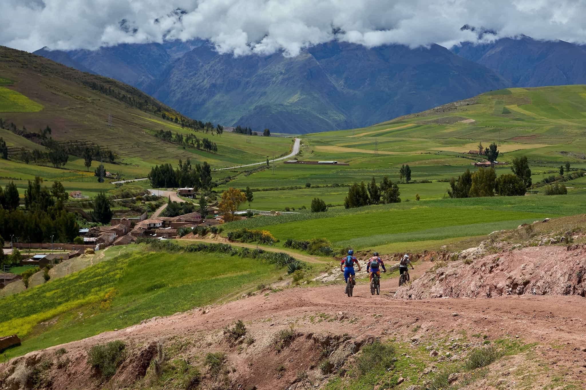 The Sacred Valley of Peru, mountain bikers.