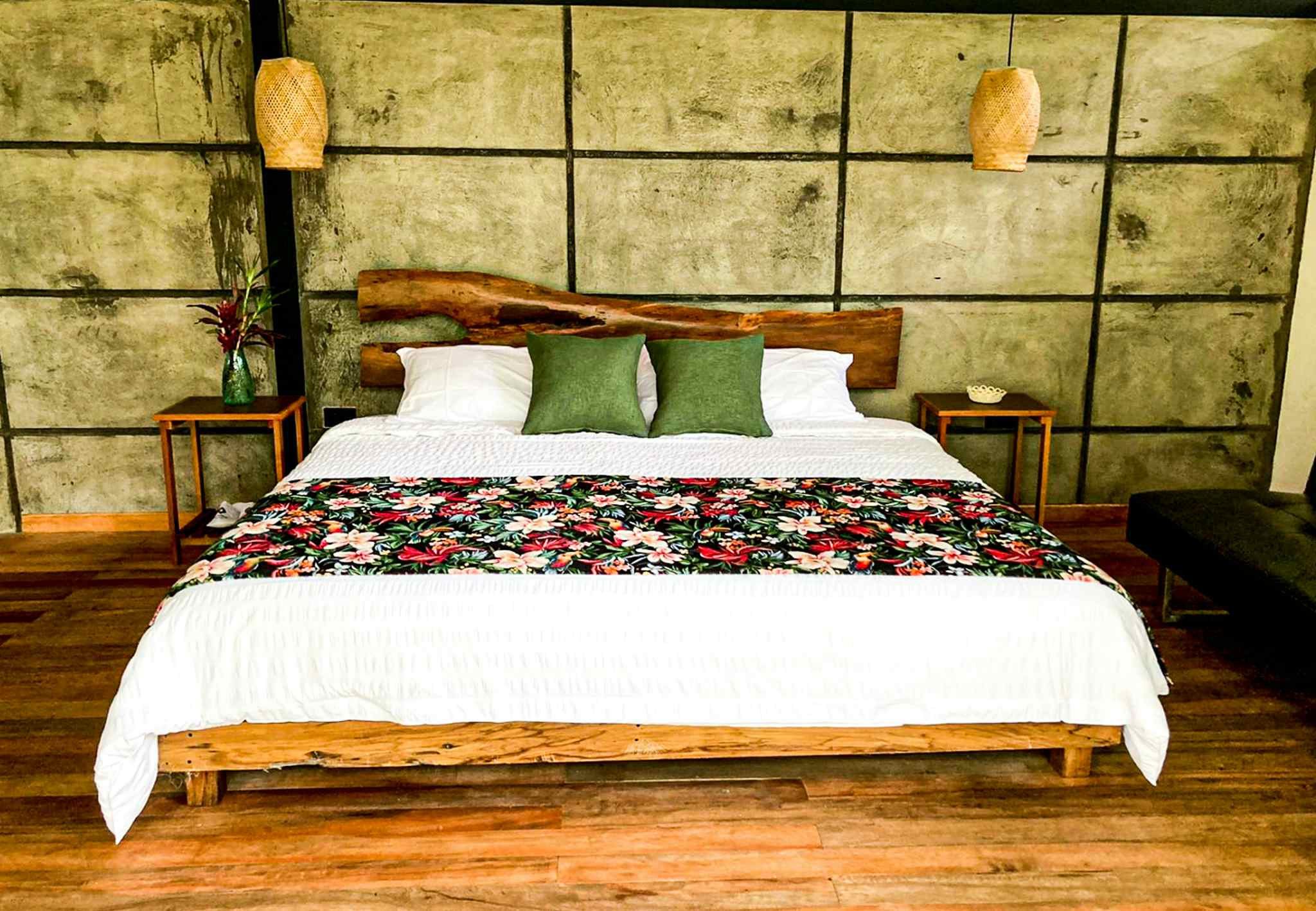A typical bedroom in the Kuyana Lodge in the Amazon. 