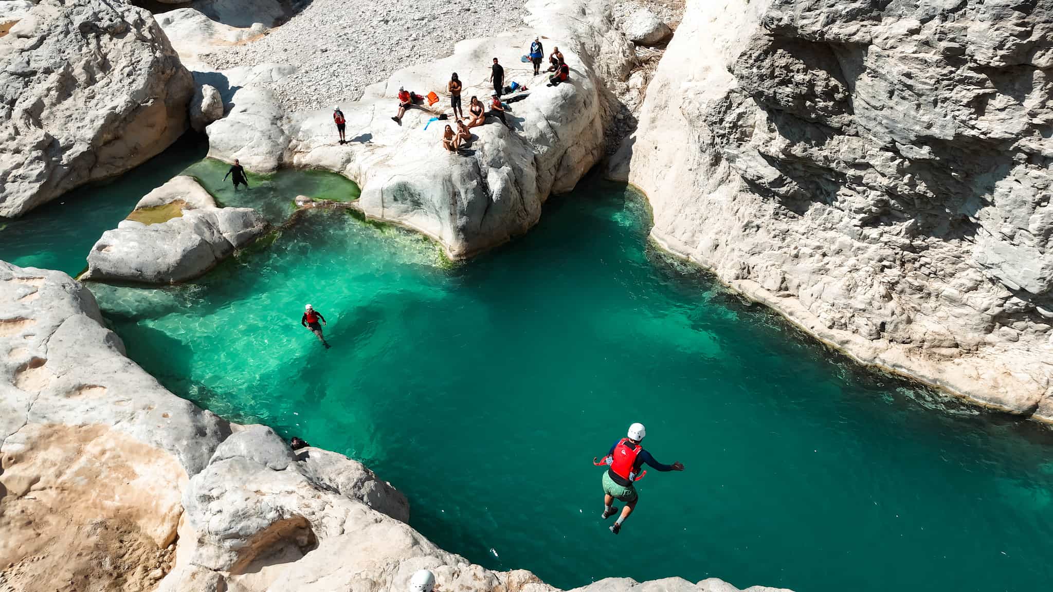 Canyoning in Wadi Hawer.