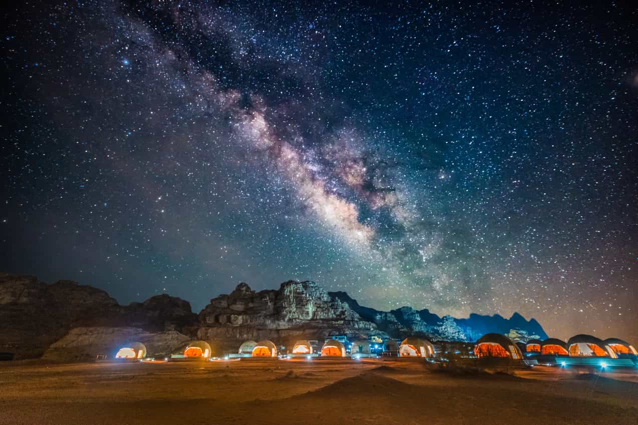 Glamping by night in wadi rum.