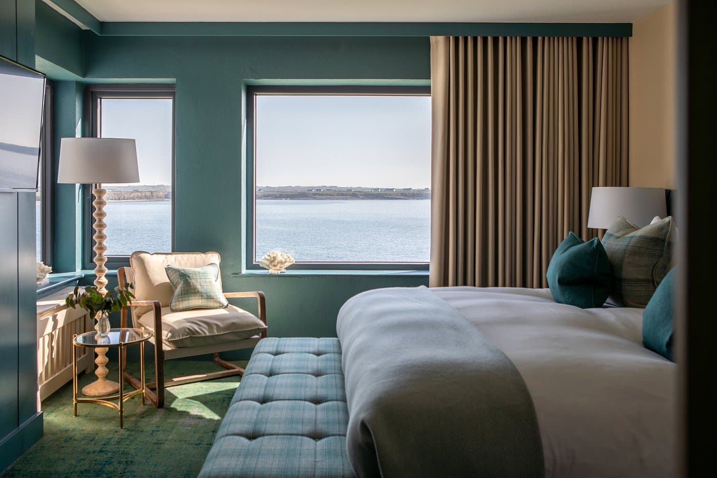 Double room at The Armada Hotel, County Clare, Ireland.