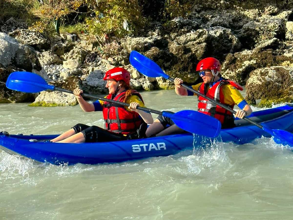 Kayaking on the Vjosa, Albania. Photo: Host/Albania Rafting