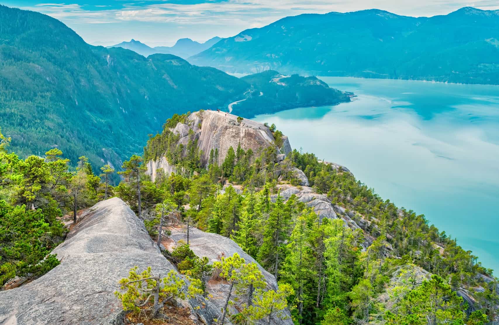 Hikers on the Stawamus Chief in Squamish, Canada.