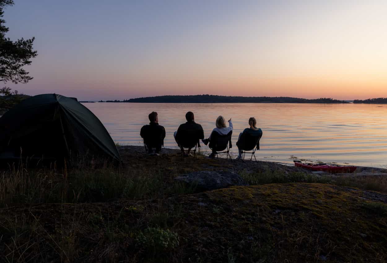 Camping at sunset, Stockholm Archipelago.
