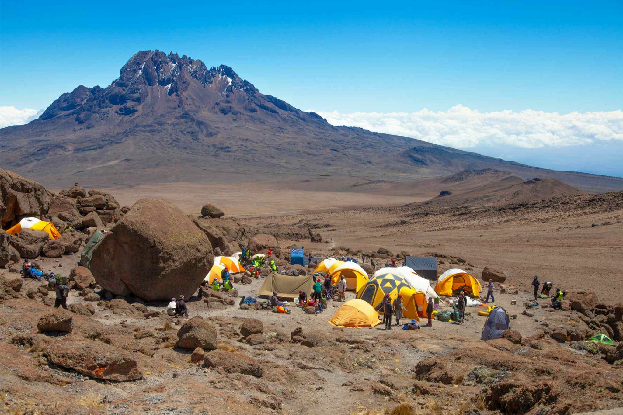 View of Mawenzi Peak from a camp on the Rongai Route, Mount Kilimanjaro