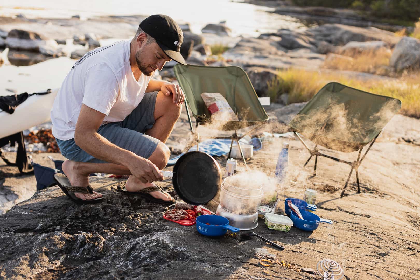 Cooking on wild islands, sweden.