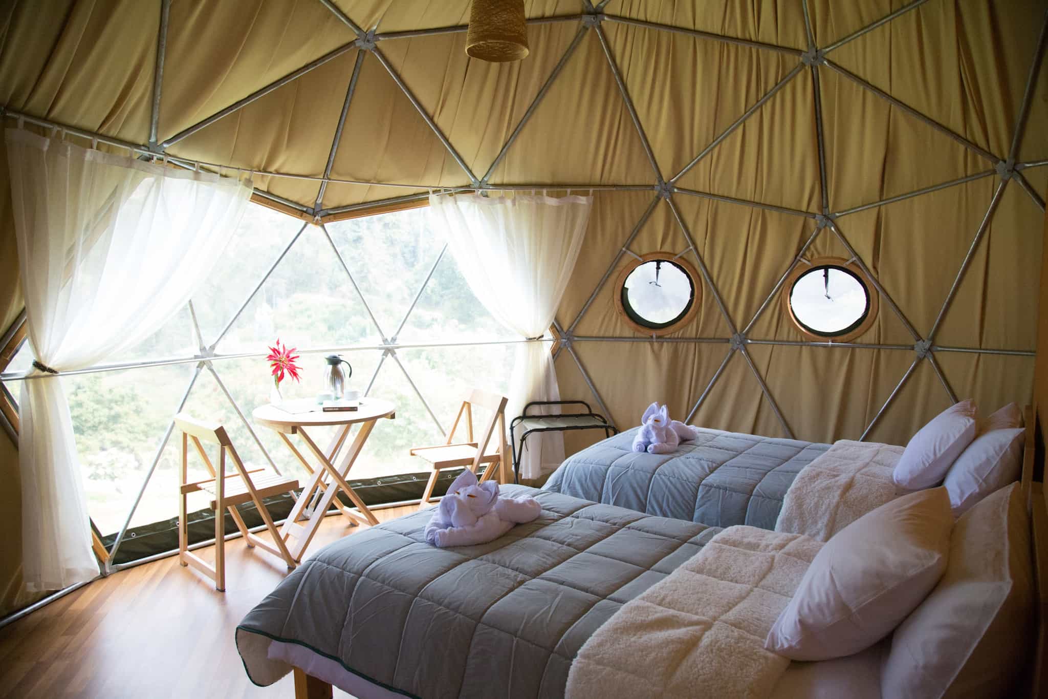 Interior of the sky domes on the Salkantay Trek