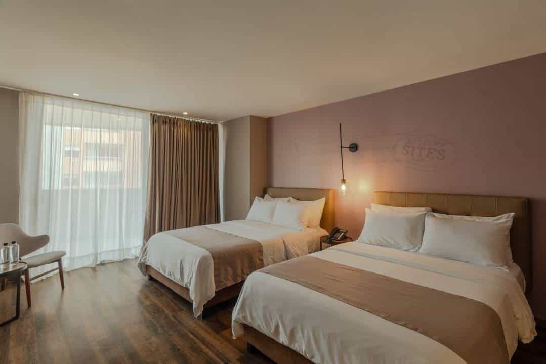 Twin room at the Sites Hotel in Medellin, Colombia.