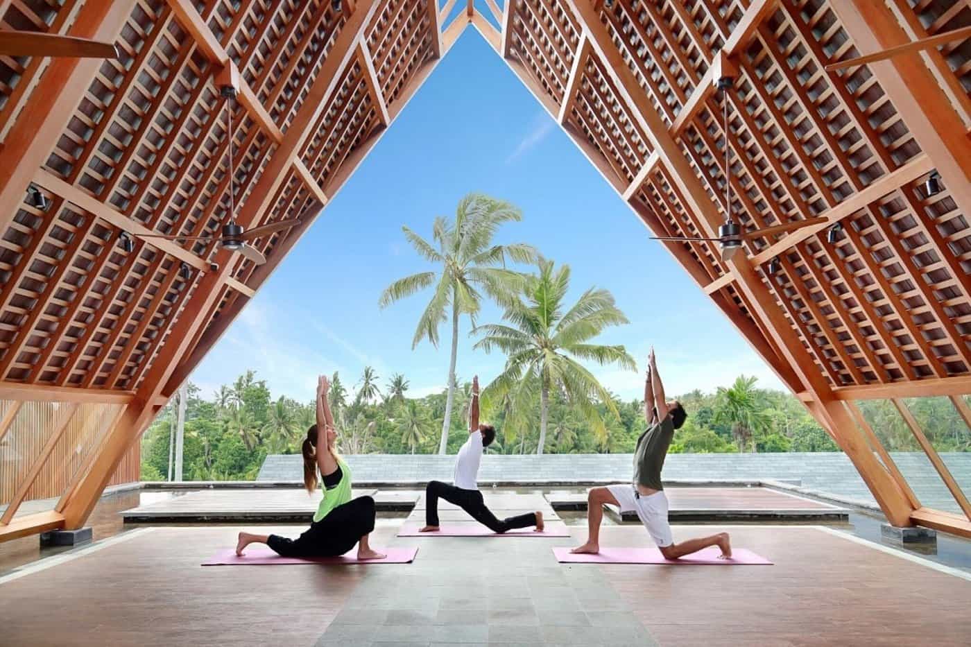 Yoga at the Kaamala Resort, Ubud, Bali, Indonesia.