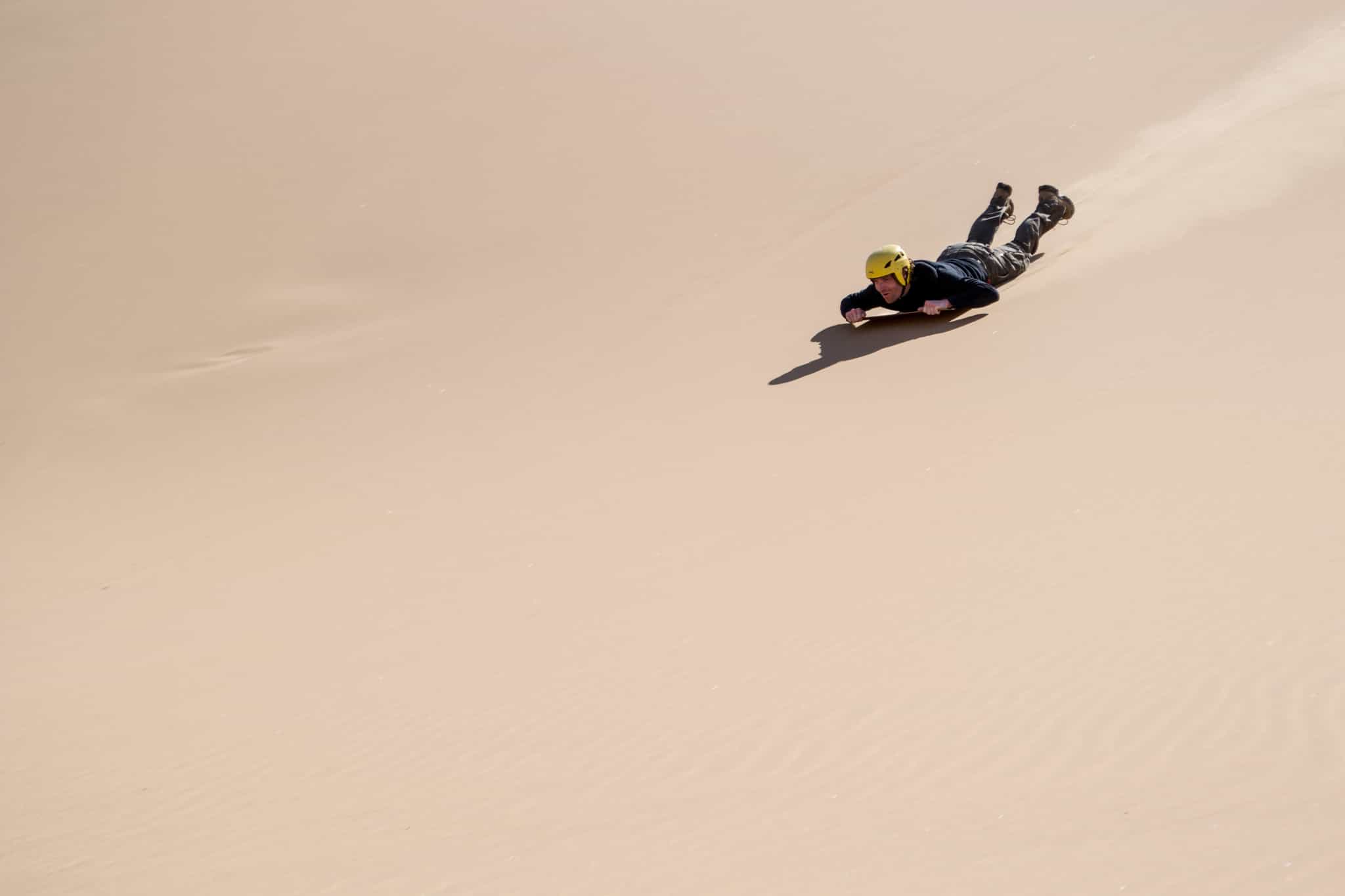 Sandboarding near Swakopmund, Namibia.