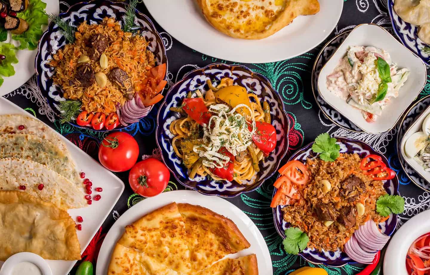 Food at Seyyod Yurt Camp, Uzbekistan.