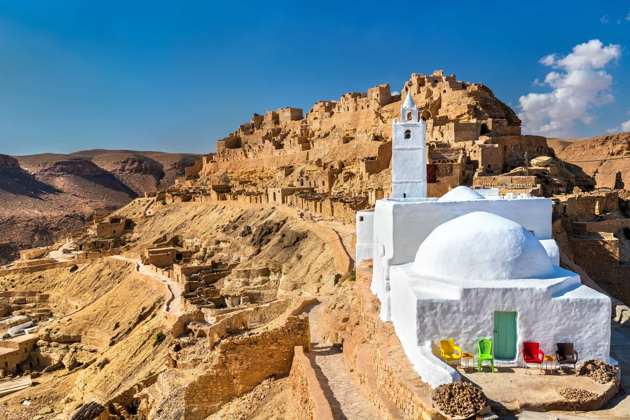 Mosque at Chenini, a fortified Berber village in Southern Tunisia.