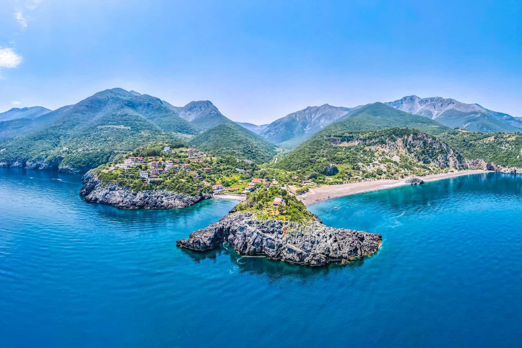 Aerial view of the island of Evia in Greece