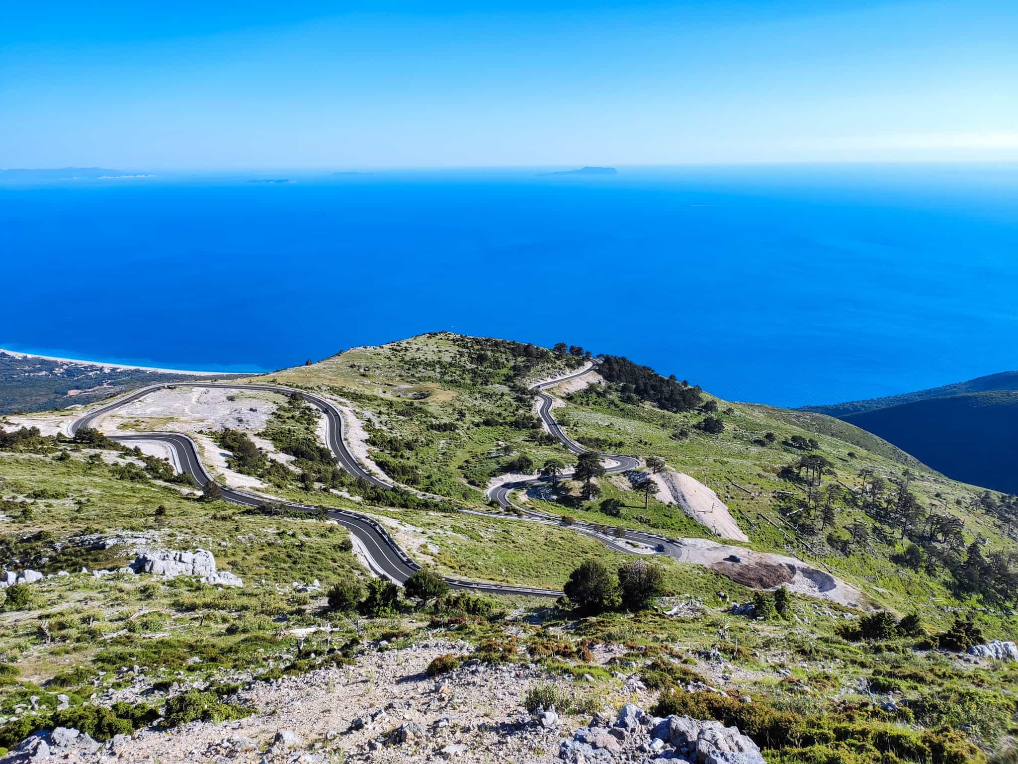 Switchback road to Llogora Pass, Albania