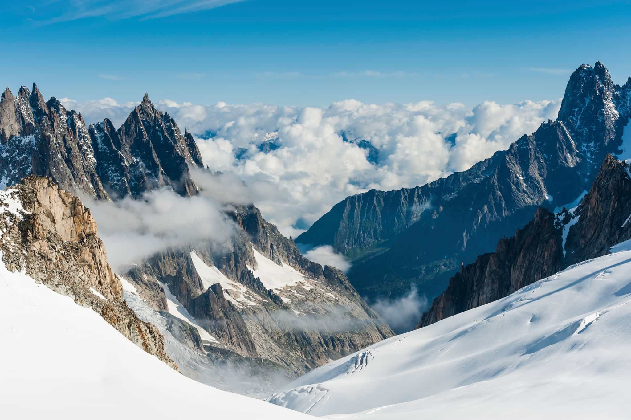 View from Point Hellbronner over the Valle Blanche