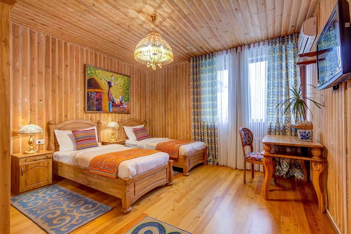 Twin room in the Navat Hotel, Bishkek, Kyrgyzstan.