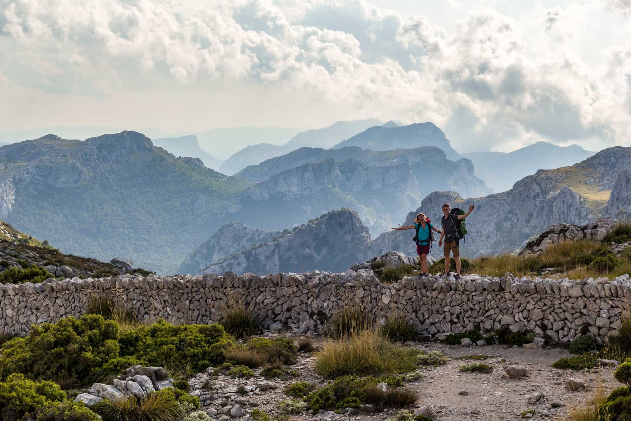 Hiking in the Tramuntana mountains, Mallorca, Spain.