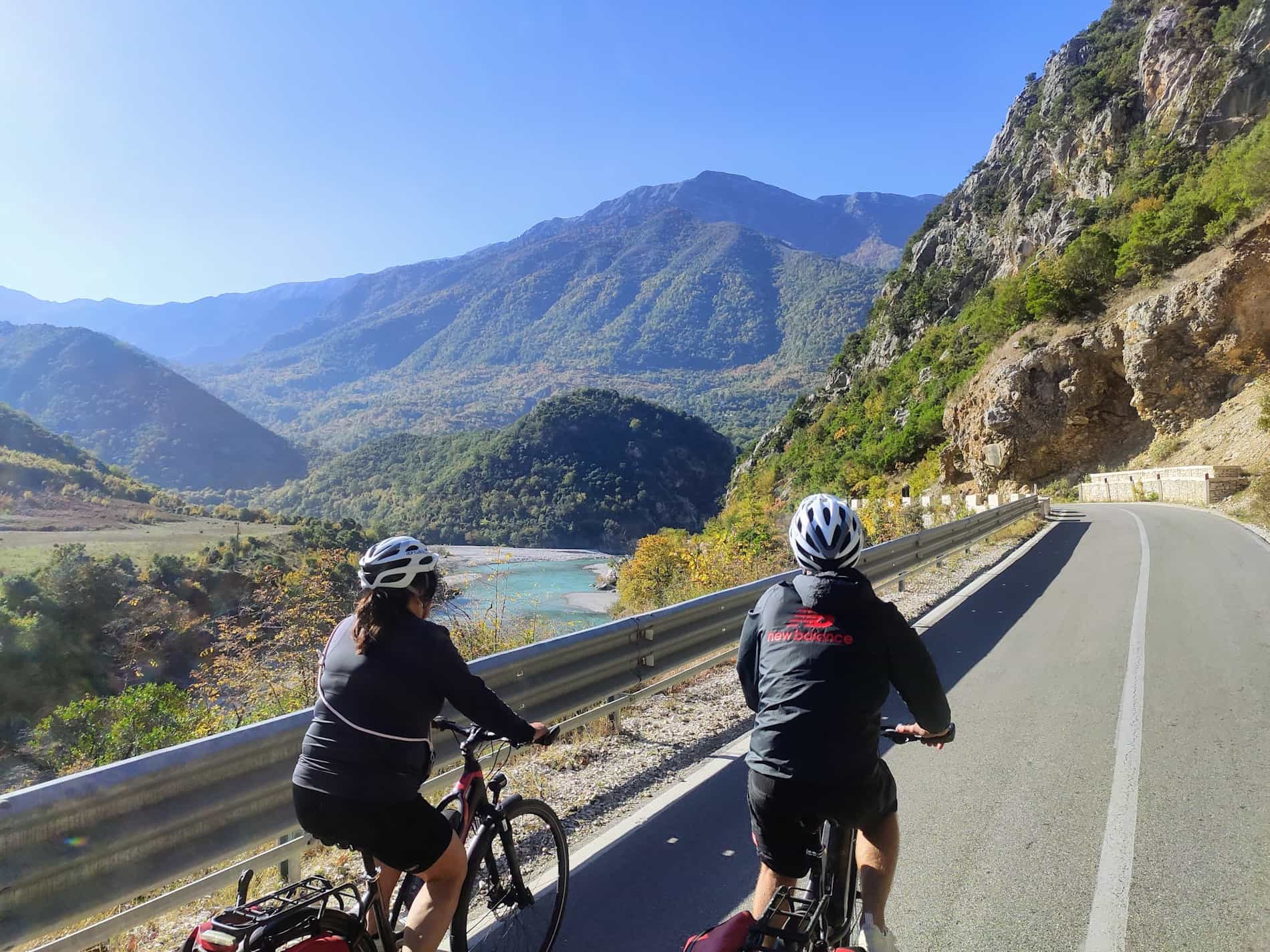 e-biking the Vjosa River Gorge road, Albania