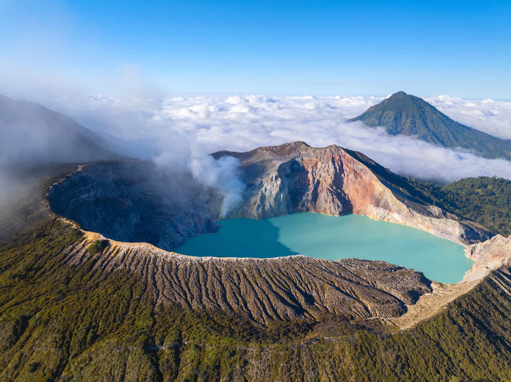 Aerial view of Kawah Ijen volcano, Java, Indonesia.
