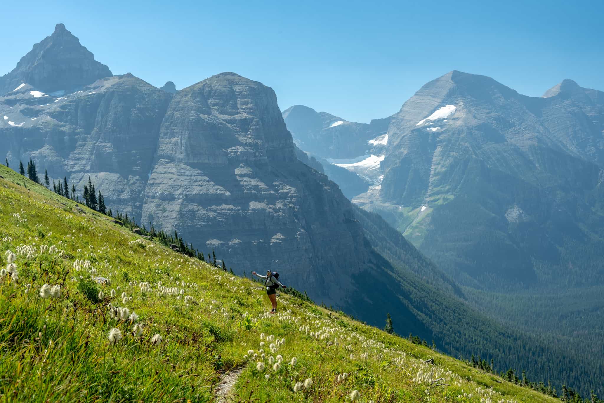 Hiker in Glacier National Park, Canada.