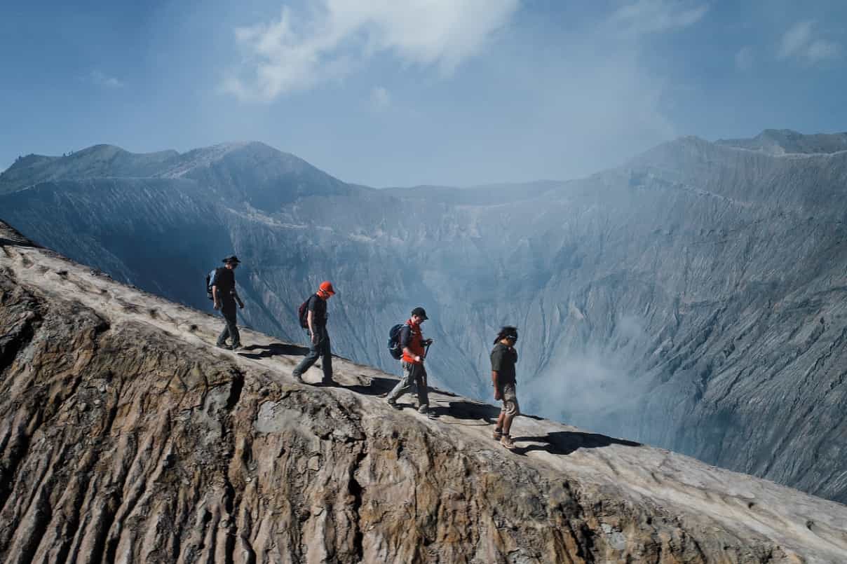 Group of hikers on Bromo, Java, Indonesia.