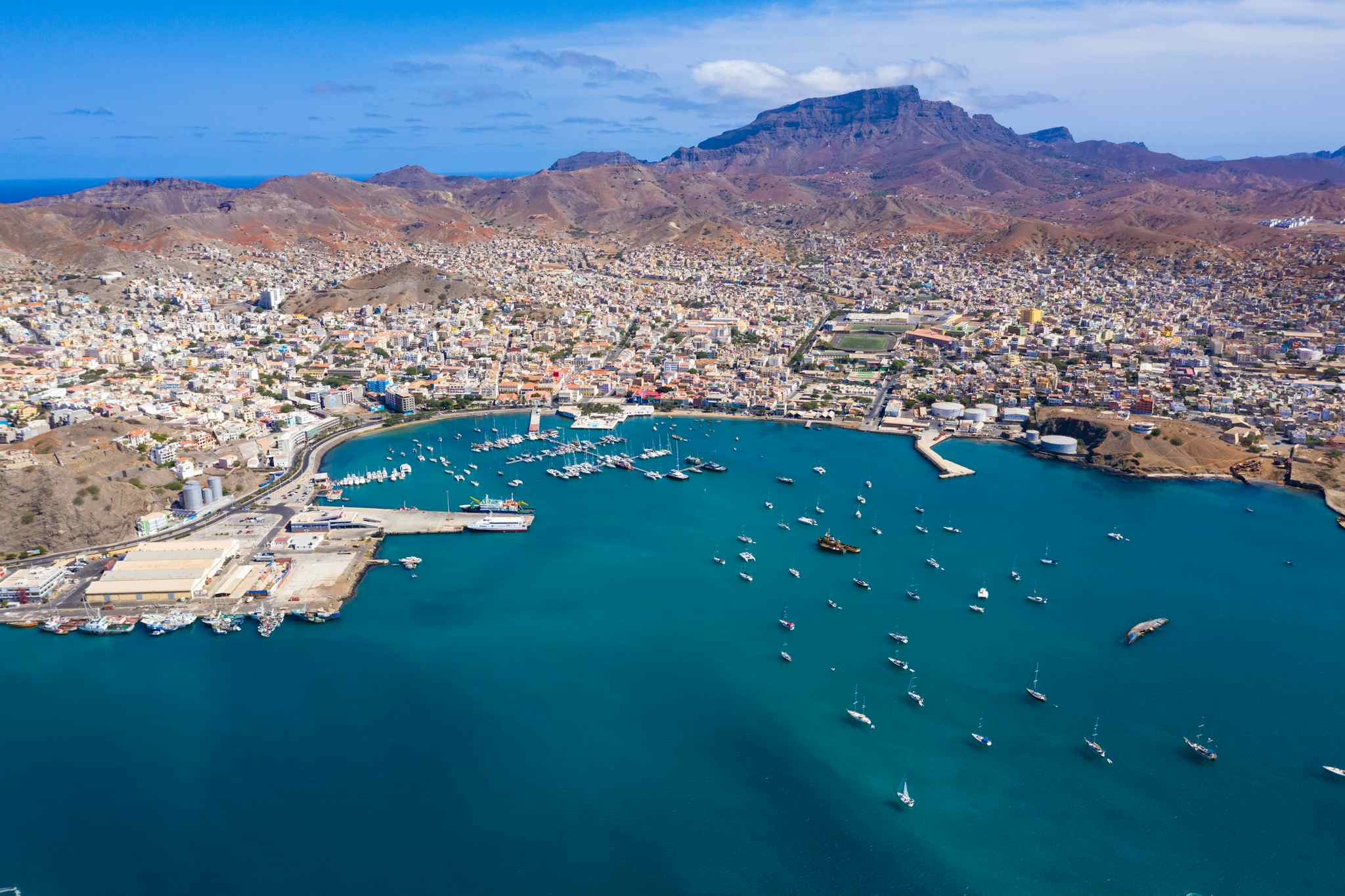 Aerial view of Praia city in Santiago - Capital of Cape Verde Islands, Cabo Verde. Photo: Dreamstime/168753813