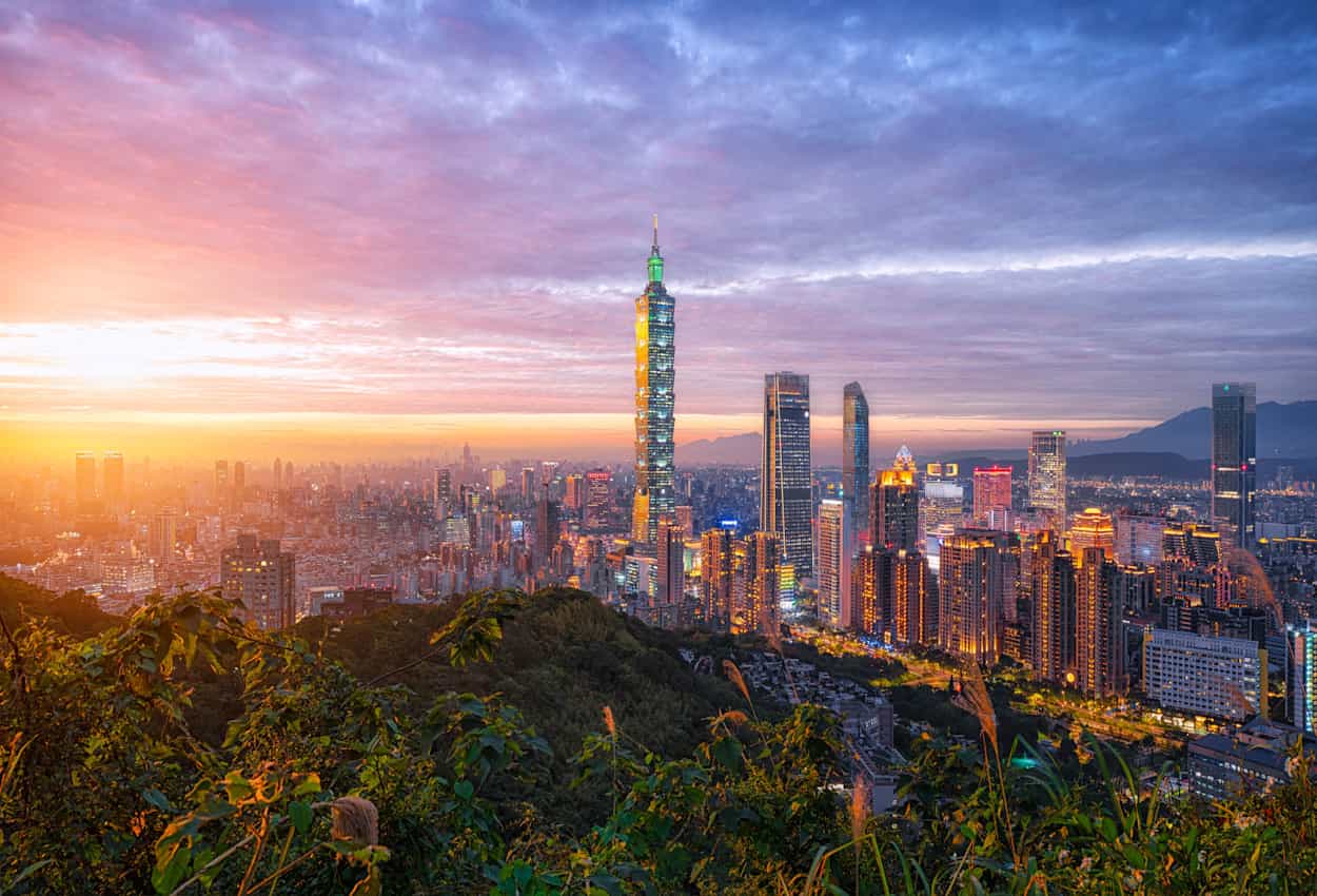Taipei city at sunset.