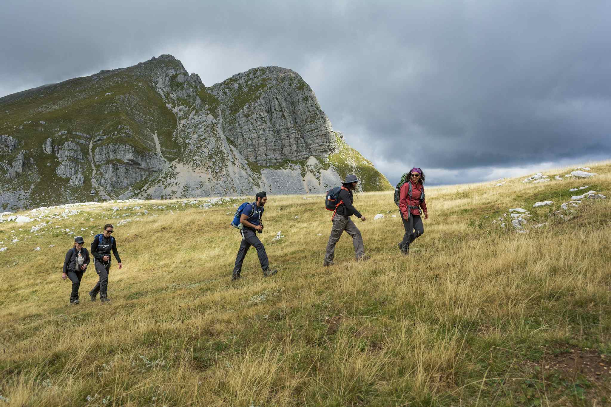 Group hiking in the Abruzzo NP, Italy. Photo: Host/Wildlife Adventures