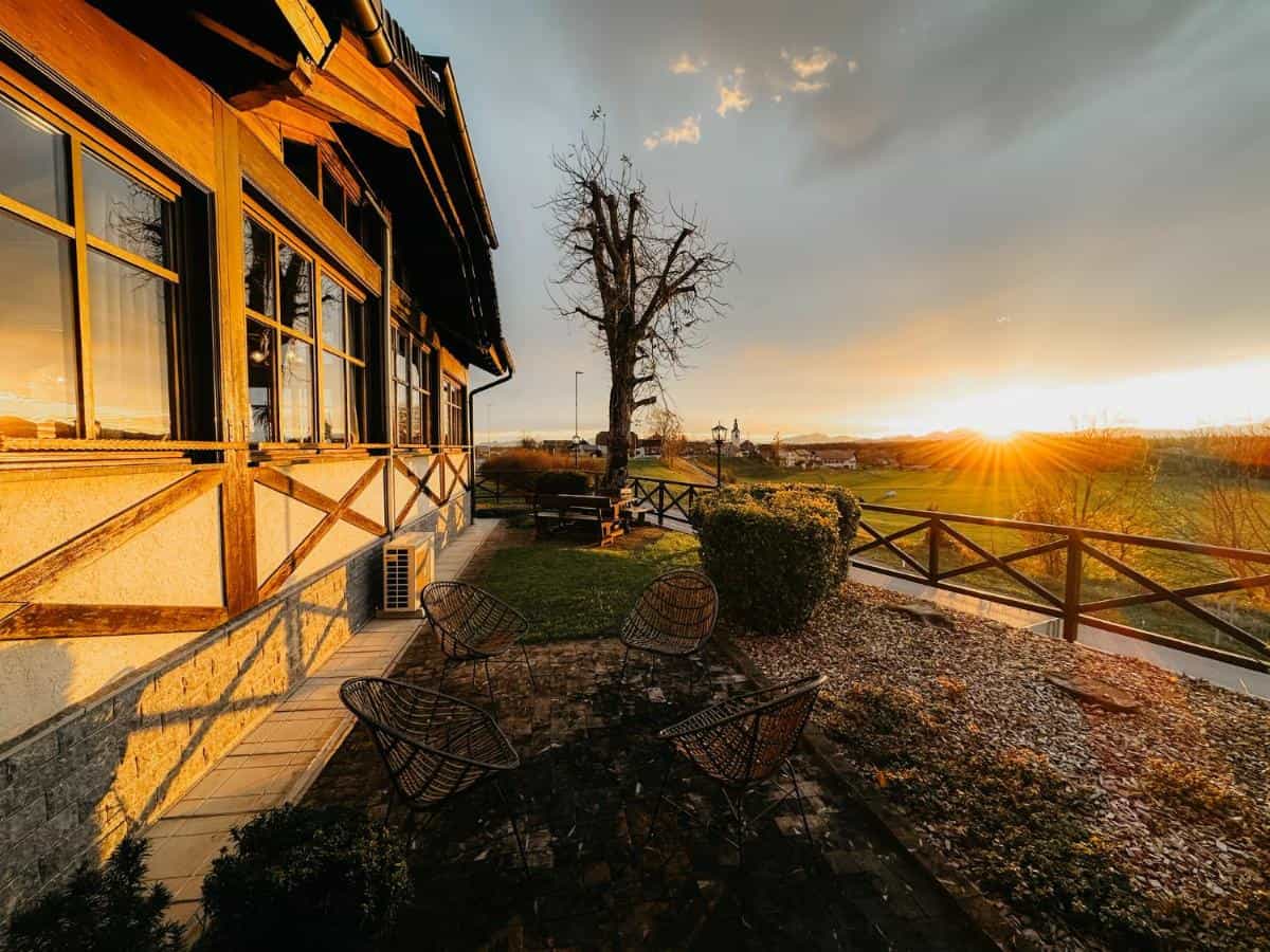 Sunset in the garden of Hotel Zaplata