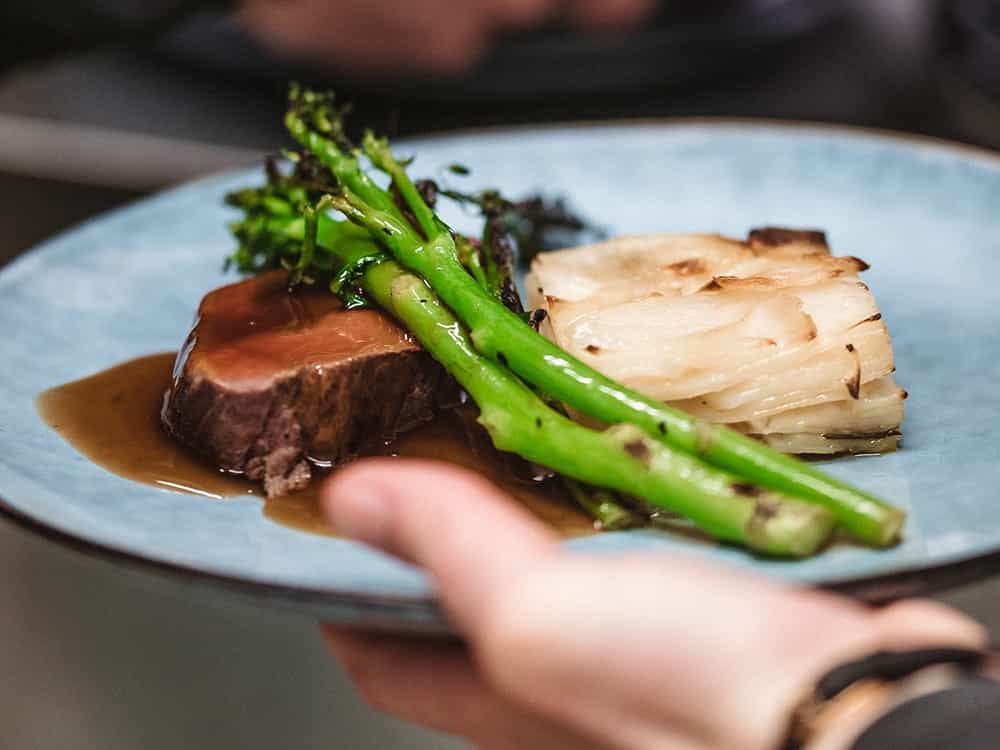 A typical dish from the Store Ringheim Restaurant in Vossevangen, Norway. 