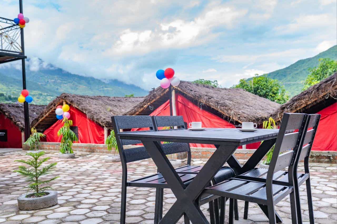 Outside patio an the Freedom Resort in Manthali