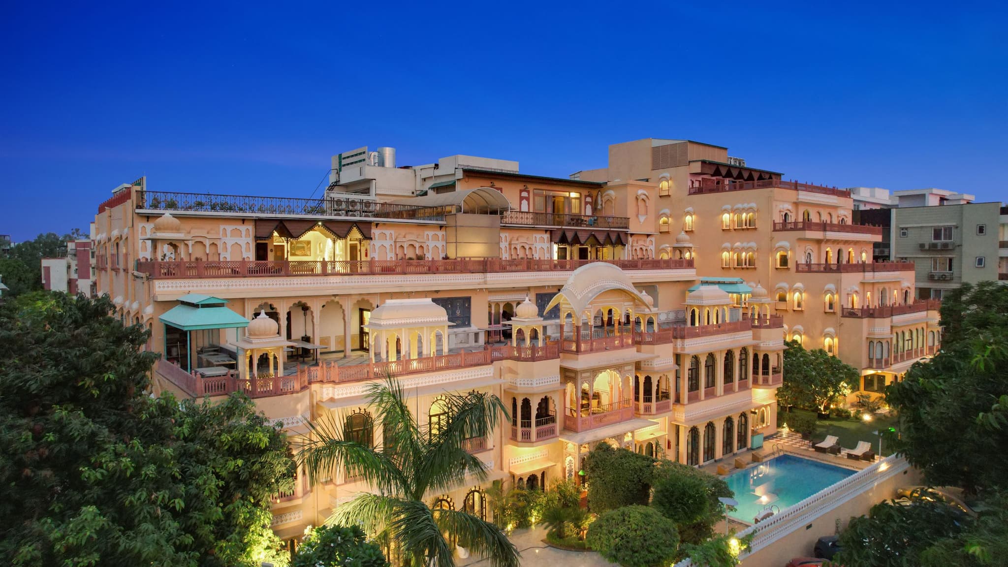 Facade of the Shahpura House Hotel, Jaipur, India.