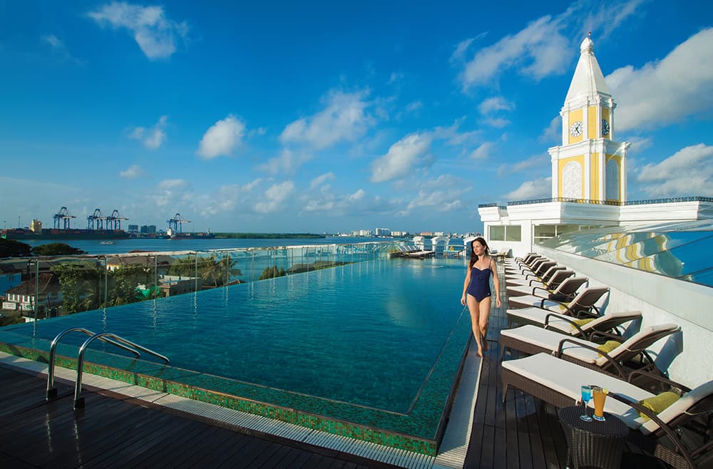 Pool at Fragrant Nature Hotel, Kochi, India.