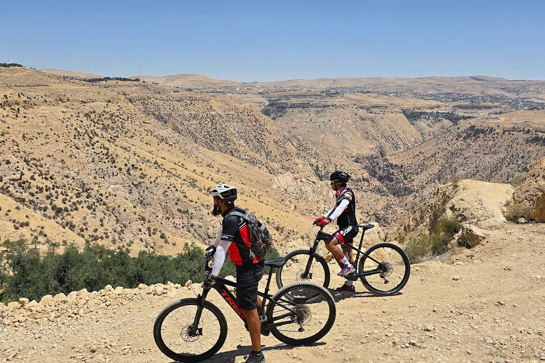 Admiring the view of Dana Nature Reserve, ebiking Jordan