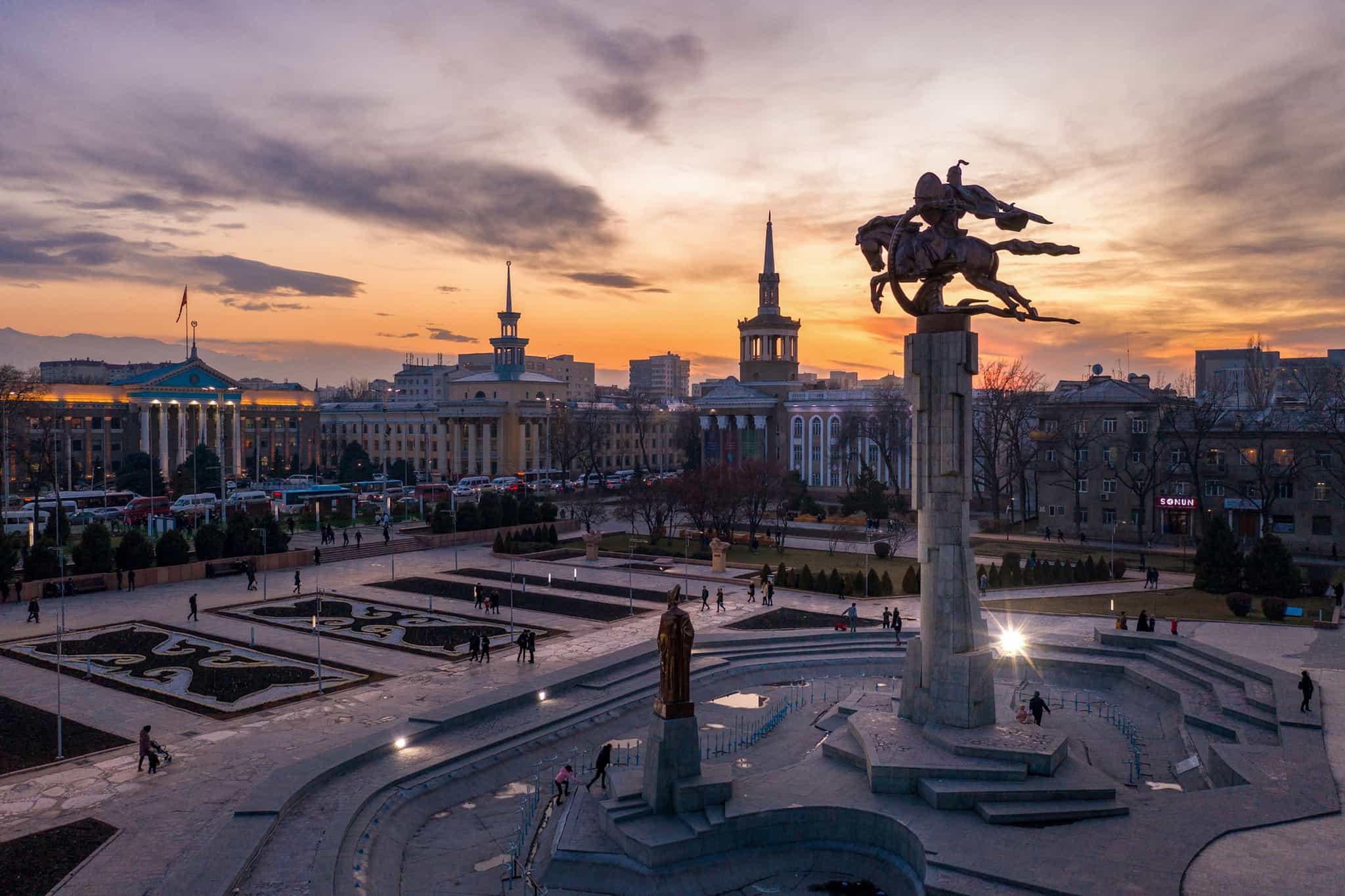 Sunset view of Bishkek, Kyrgyzstan